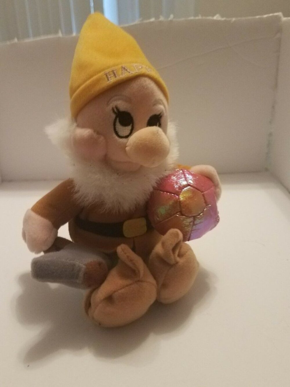 Disney Snow White & The Seven Dwarves Happy Plush Beanbag Mining Jewel 8.5”